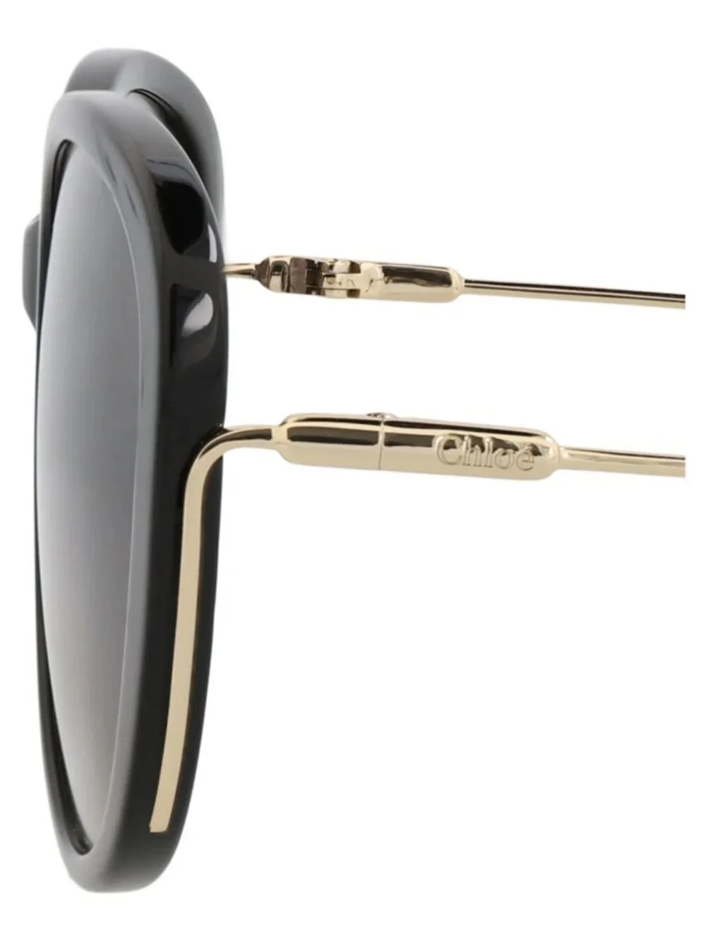 New Chloé Women's Sunglasses Round Oval Recycled Acetate Frame Black Gold Grey